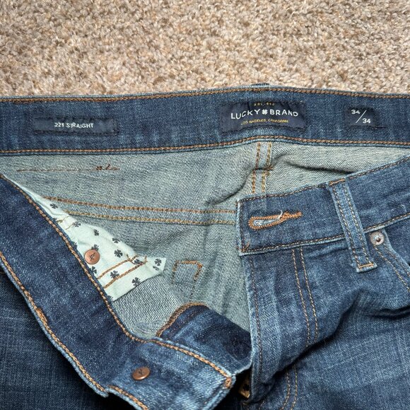 Lucky Brand 221 Straight Jeans 34/34 Dark Wash 98% cotton classic Men's pants - Picture 3 of 7
